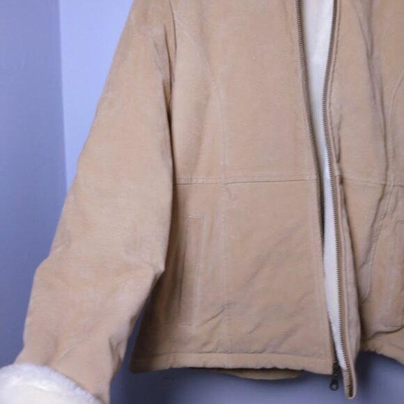 Stephanie Andrews Sueded Leather Coat/Jacket W/Hood Shearling Lined-Heavy SMALL - Picture 3 of 14